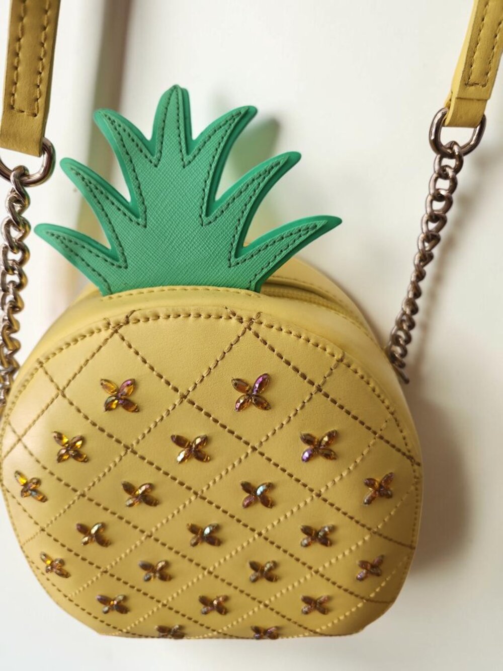 🍍 Kate Spade Pineapple Crossbody “How Refreshing” Yellow Leather 🍍 - Picture 6 of 12